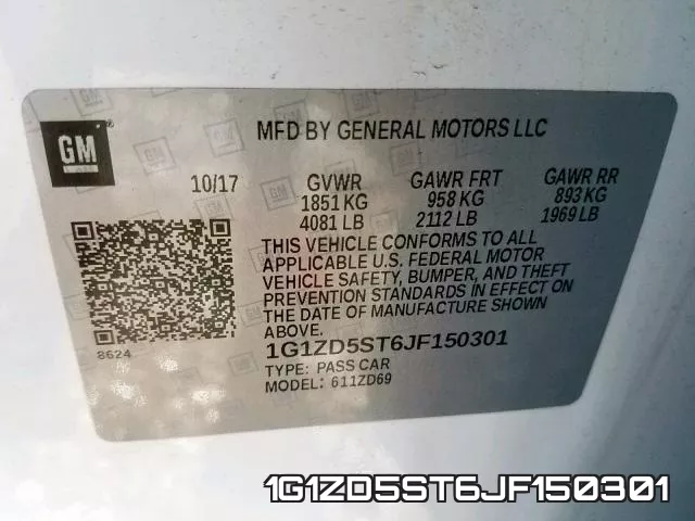 1G1ZD5ST6JF150301 фото 2