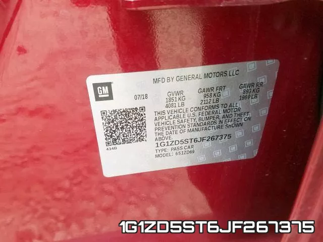 1G1ZD5ST6JF267375 фото 2