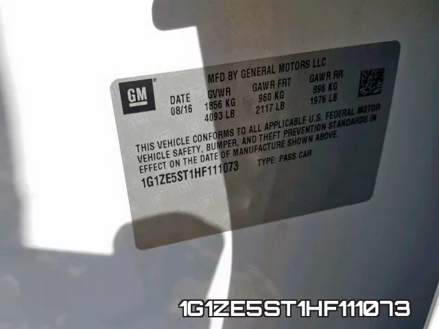 1G1ZE5ST1HF111073 фото 2