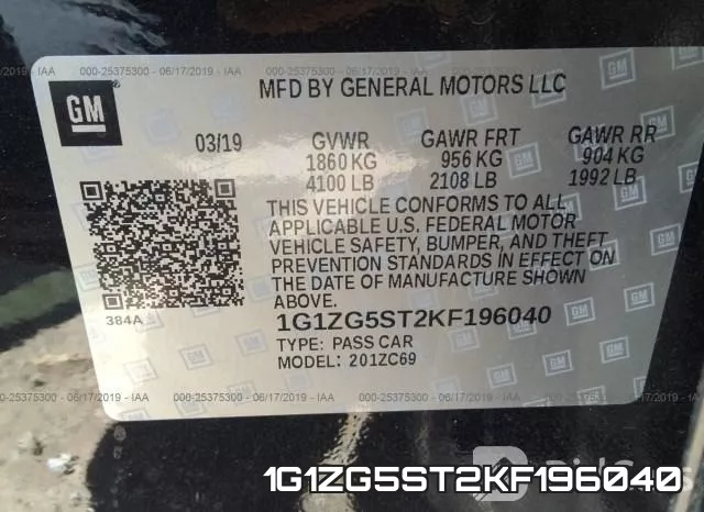 1G1ZG5ST2KF196040 фото 10