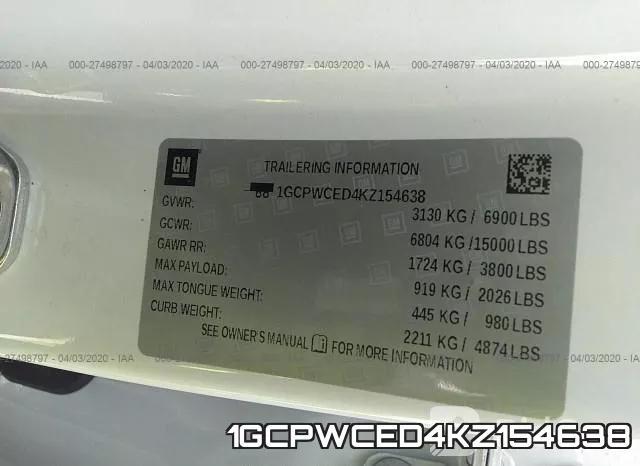 1GCPWCED4KZ154638 фото 10