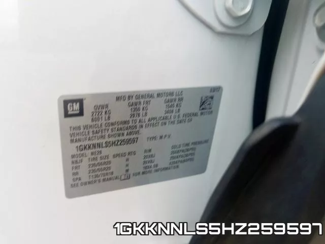 1GKKNNLS5HZ259597 фото 2
