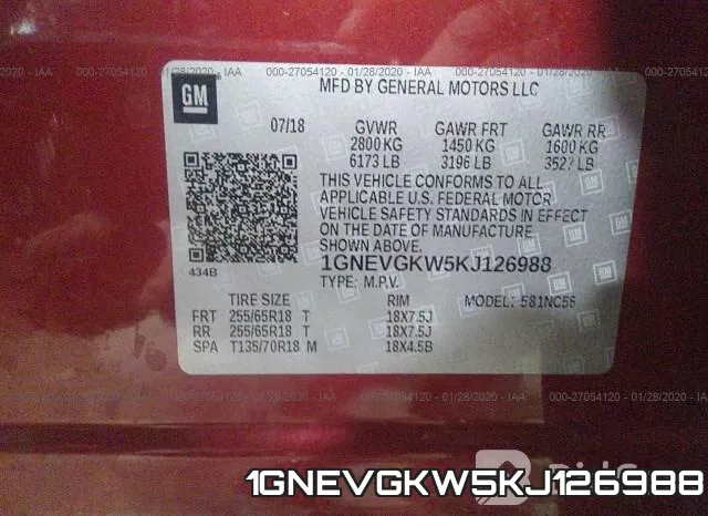 1GNEVGKW5KJ126988 фото 10