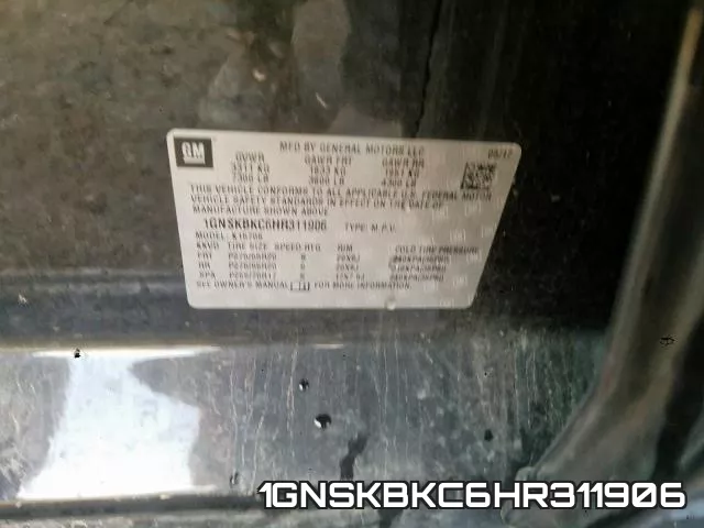 1GNSKBKC6HR311906 фото 2