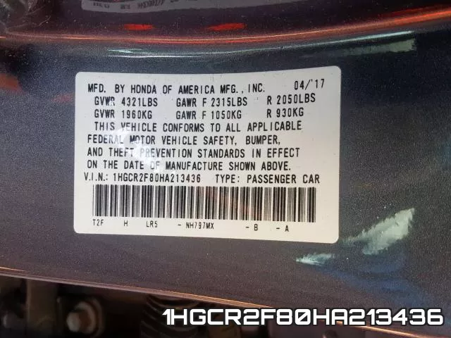 1HGCR2F80HA213436 фото 2