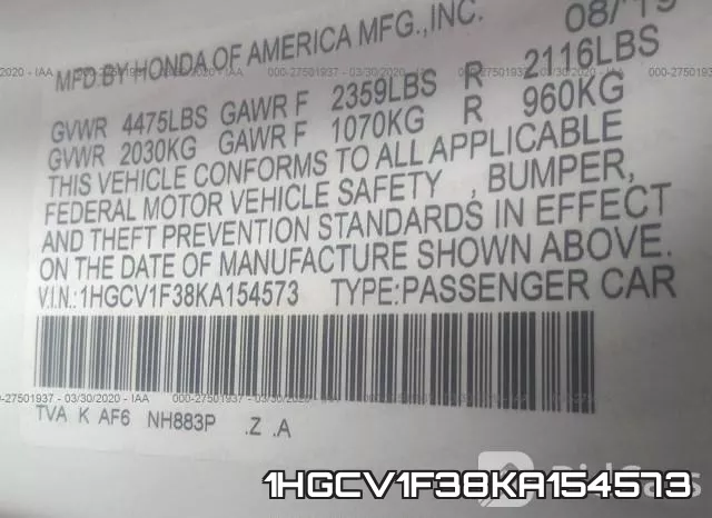 1HGCV1F38KA154573 фото 10