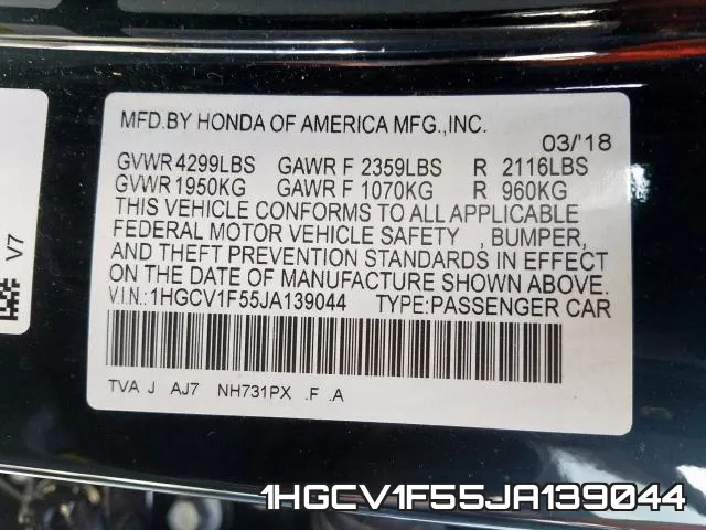 1HGCV1F55JA139044 фото 2