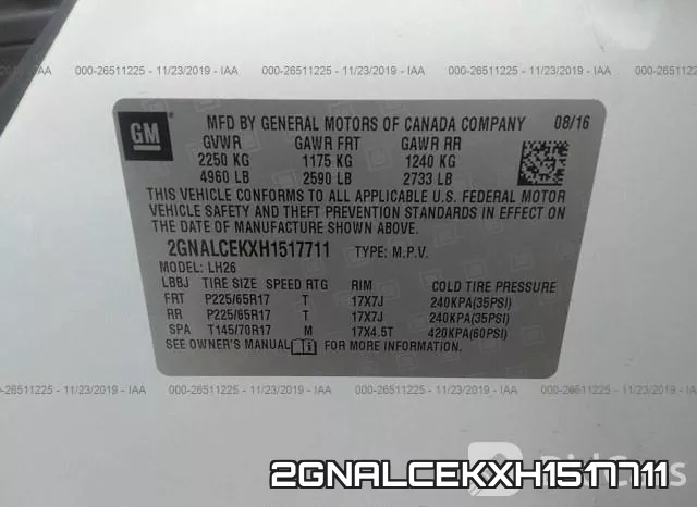 2GNALCEKXH1517711 фото 10