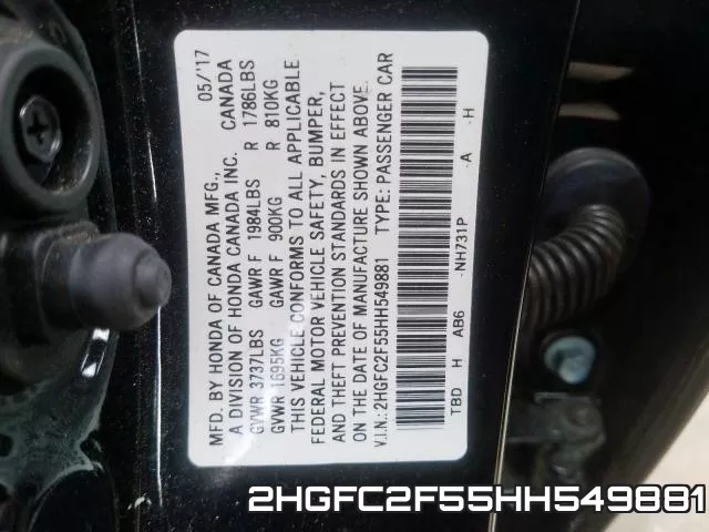 2HGFC2F55HH549881 фото 2