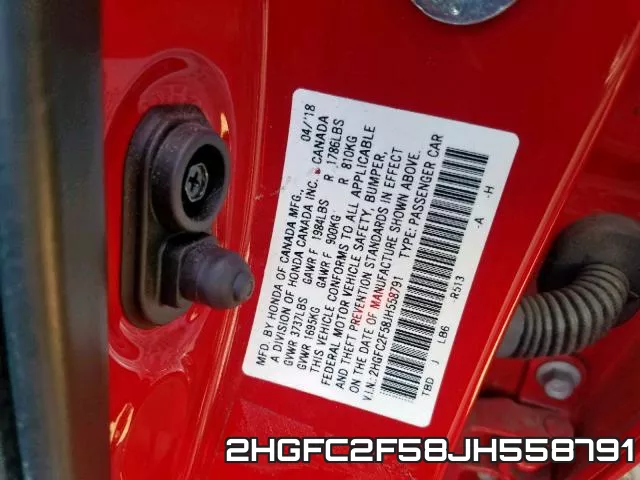 2HGFC2F58JH558791 фото 2