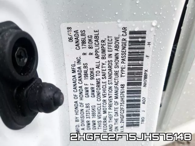 2HGFC2F75JH576148 фото 2