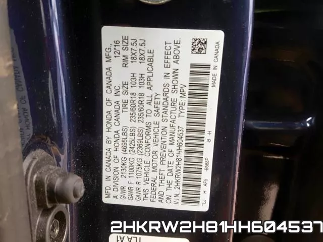 2HKRW2H81HH604537 фото 2