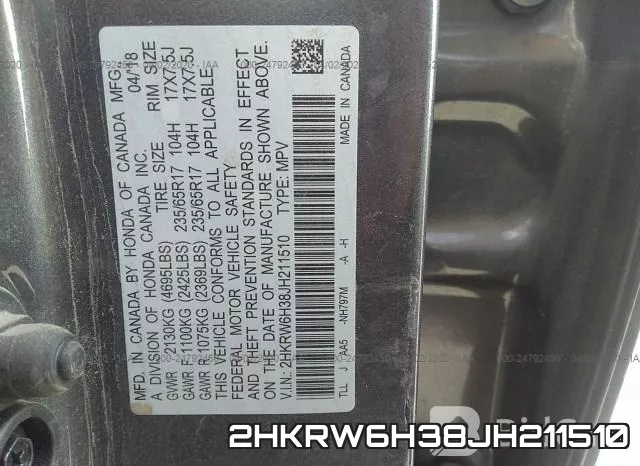 2HKRW6H38JH211510 фото 10
