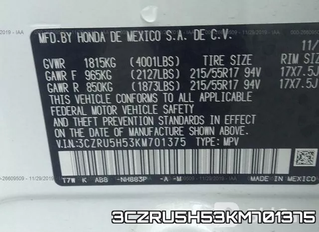 3CZRU5H53KM701375 фото 10