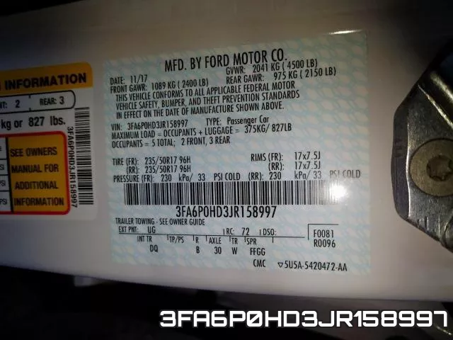 3FA6P0HD3JR158997 фото 2