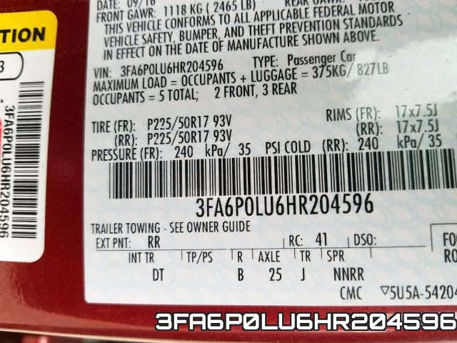 3FA6P0LU6HR204596 фото 2