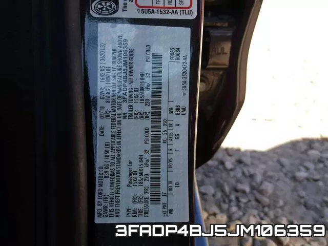 3FADP4BJ5JM106359 фото 2