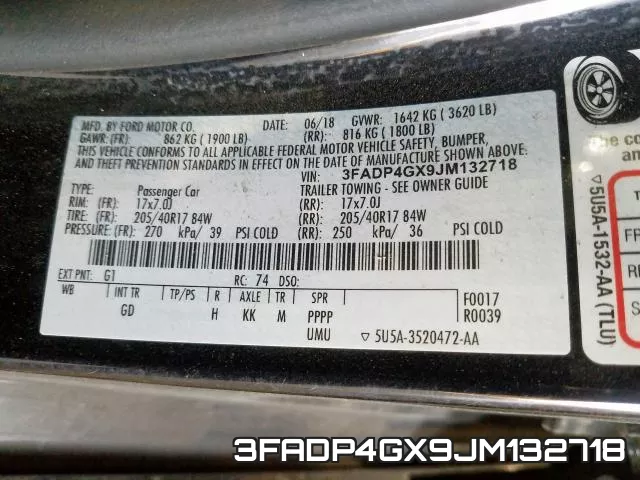 3FADP4GX9JM132718 фото 2