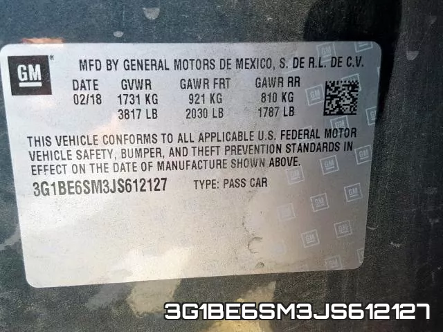 3G1BE6SM3JS612127 фото 2