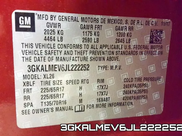 3GKALMEV6JL222252 фото 2