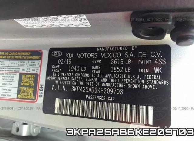 3KPA25AB6KE209703 фото 10