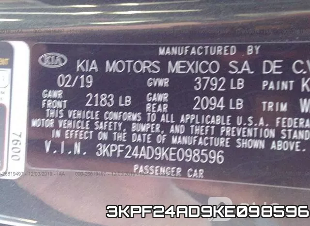 3KPF24AD9KE098596 фото 10