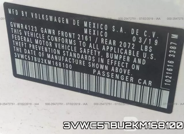 3VWC57BU2KM168100 фото 10