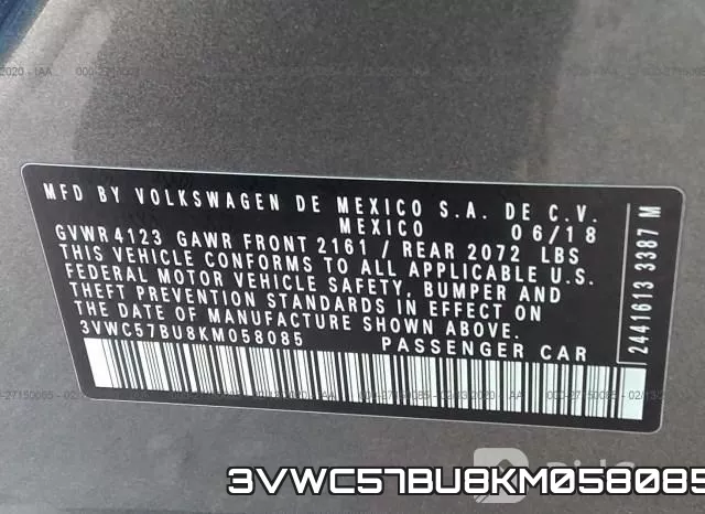 3VWC57BU8KM058085 фото 10