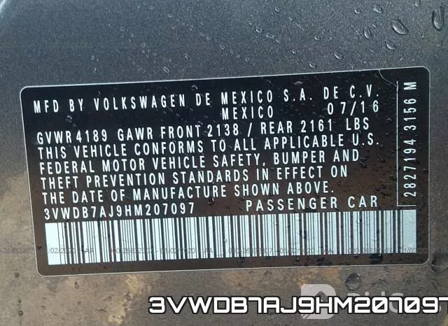 3VWDB7AJ9HM207097 фото 10