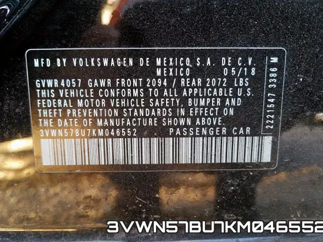 3VWN57BU7KM046552 фото 2