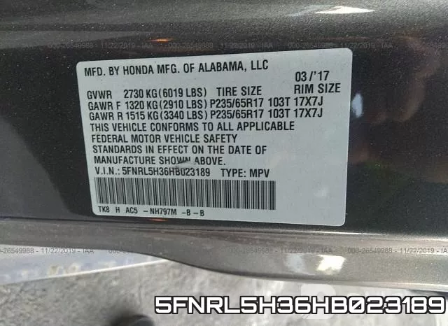 5FNRL5H36HB023189 фото 10