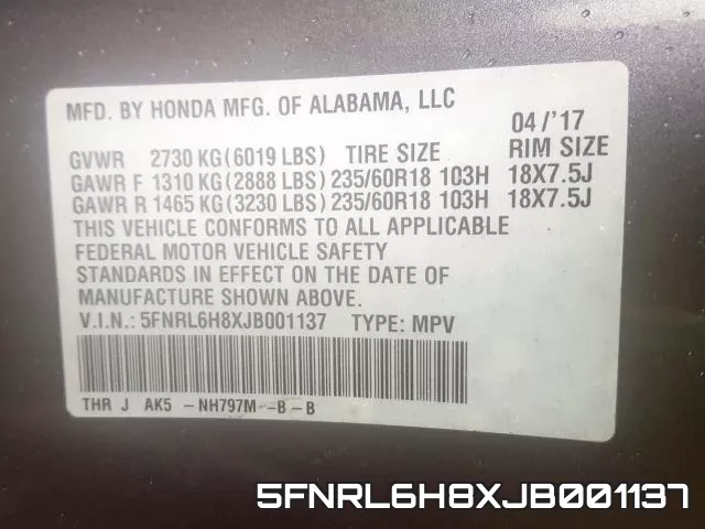 5FNRL6H8XJB001137 фото 2