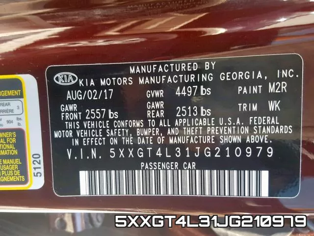 5XXGT4L31JG210979 фото 2