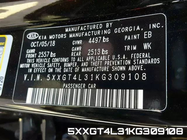 5XXGT4L31KG309108 фото 2