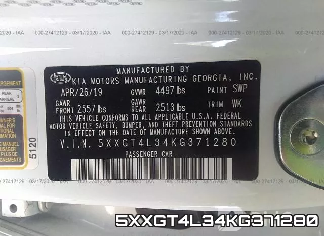 5XXGT4L34KG371280 фото 10