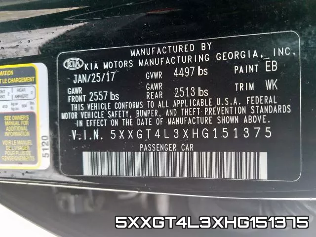 5XXGT4L3XHG151375 фото 2