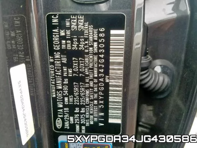 5XYPGDA34JG430586 фото 2