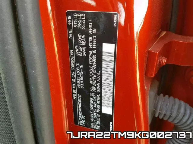 7JRA22TM9KG002737 фото 2