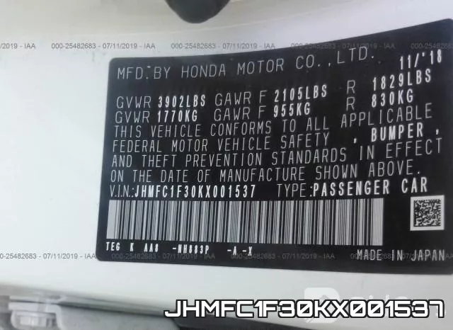 JHMFC1F30KX001537 фото 10