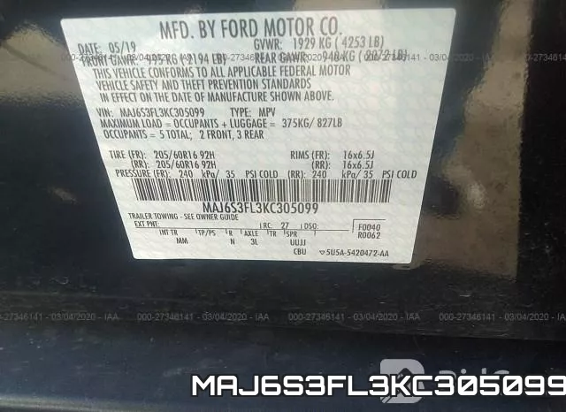 MAJ6S3FL3KC305099 фото 10