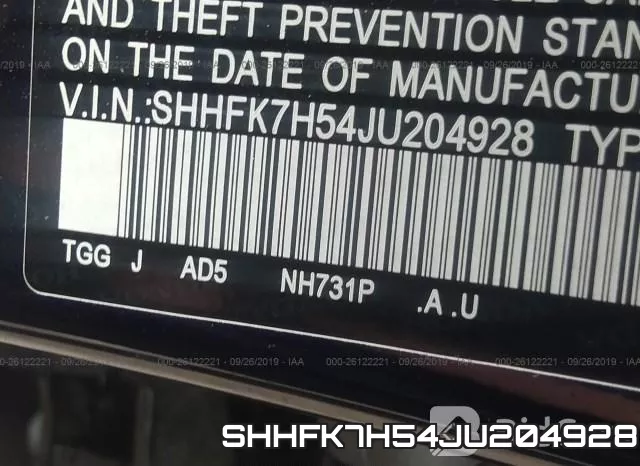 SHHFK7H54JU204928 фото 10
