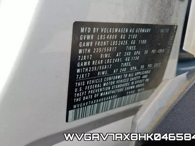 WVGAV7AX8HK046584 фото 2