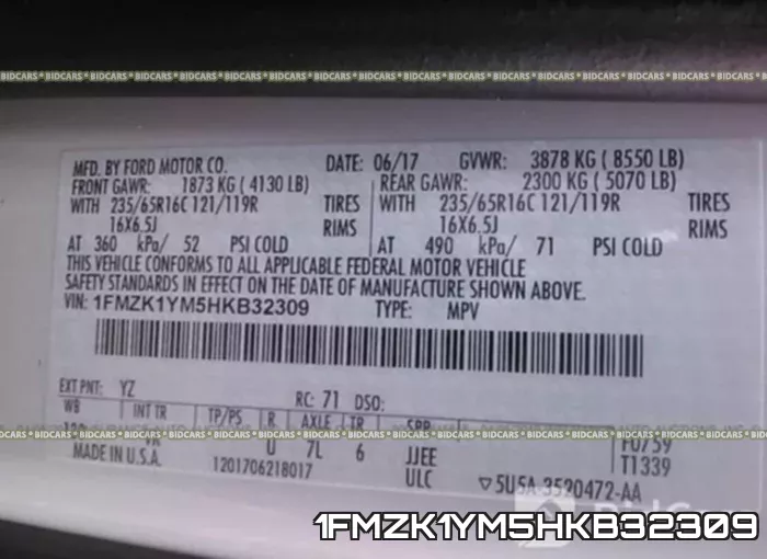 1FMZK1YM5HKB32309 фото 10