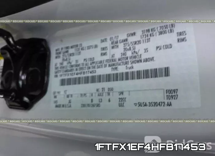 1FTFX1EF4HFB17453 фото 10