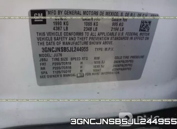 3GNCJNSB5JL244955 фото 10