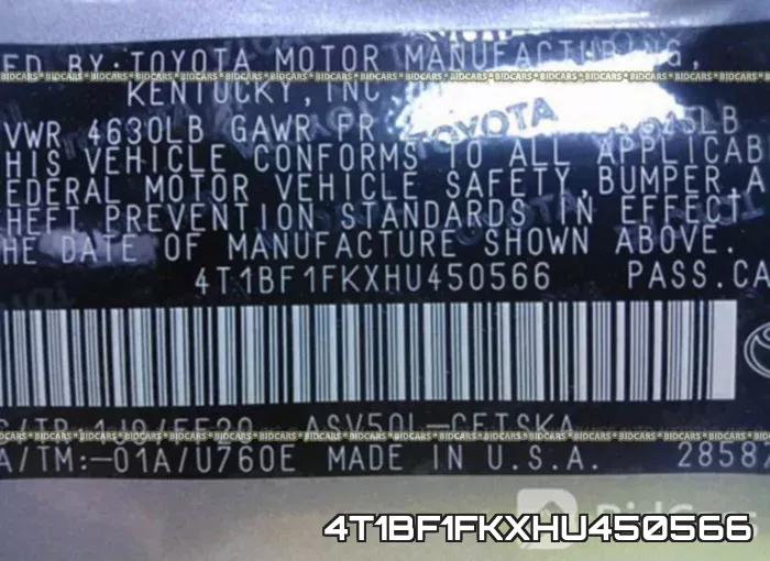 4T1BF1FKXHU450566 фото 10