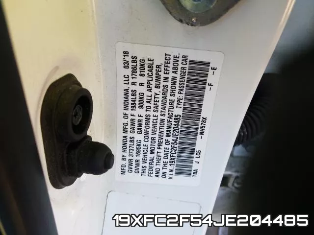 19XFC2F54JE204485 фото 2