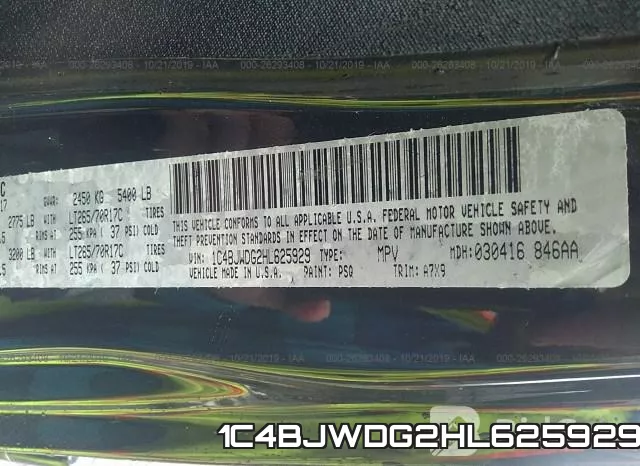 1C4BJWDG2HL625929 фото 10
