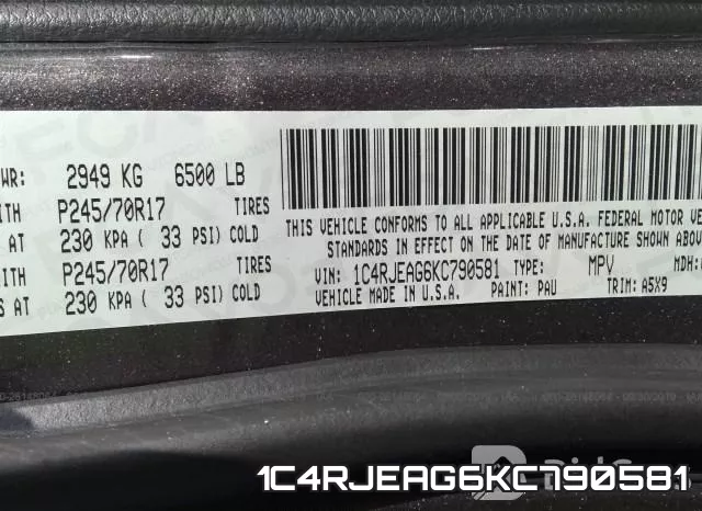 1C4RJEAG6KC790581 фото 10