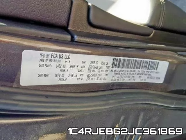1C4RJEBG2JC361869 фото 2